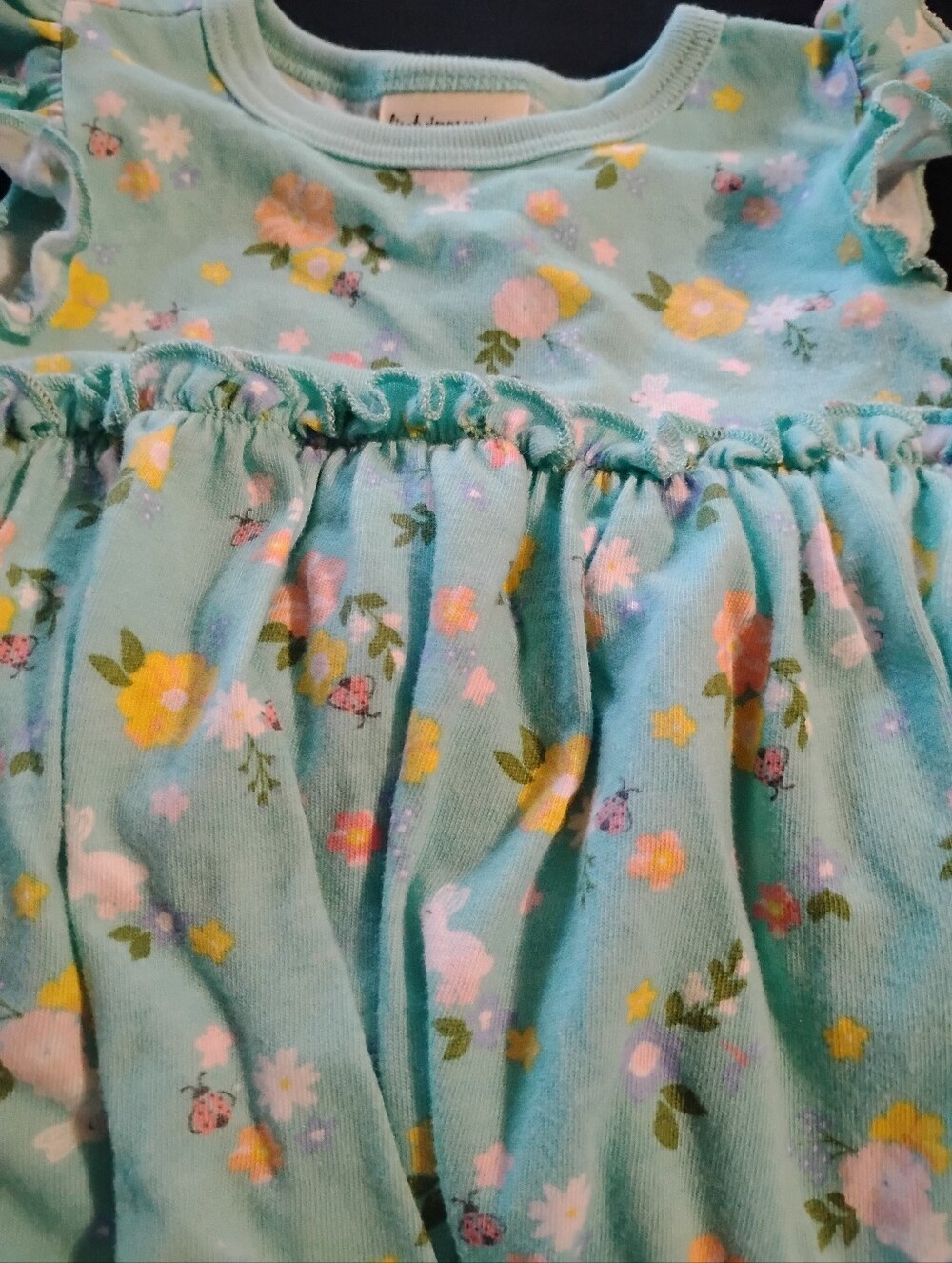 First Impressions Aqua Floral Ruffle-Sleeve Dress - Picture 2 of 3